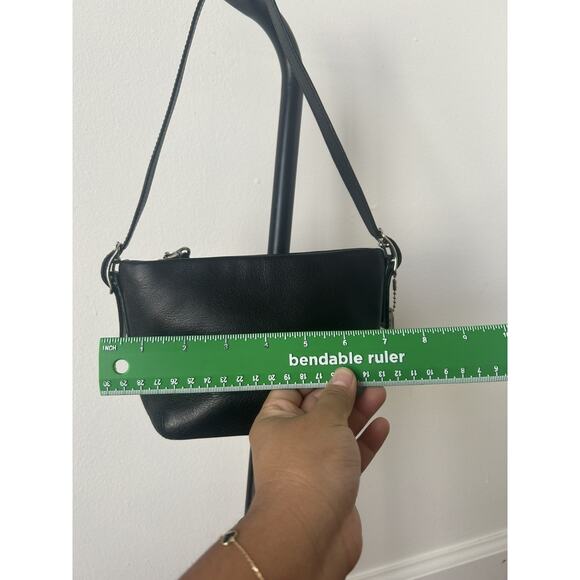 Vintage Y2K COACH East West Legacy Black Leather Shoulder Bag Tan CC Interior - Picture 10 of 15